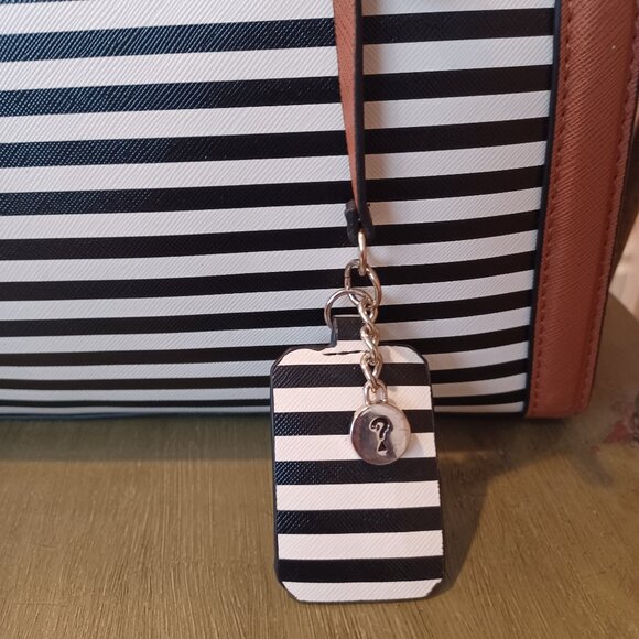GUESS Handbag Satchel Black & White Striped with Wallet Beautiful Condition - Picture 6 of 16